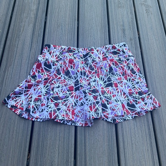 Tennis skirt, skort pleated spandex, stretchy, graffiti multicolor - Picture 1 of 3